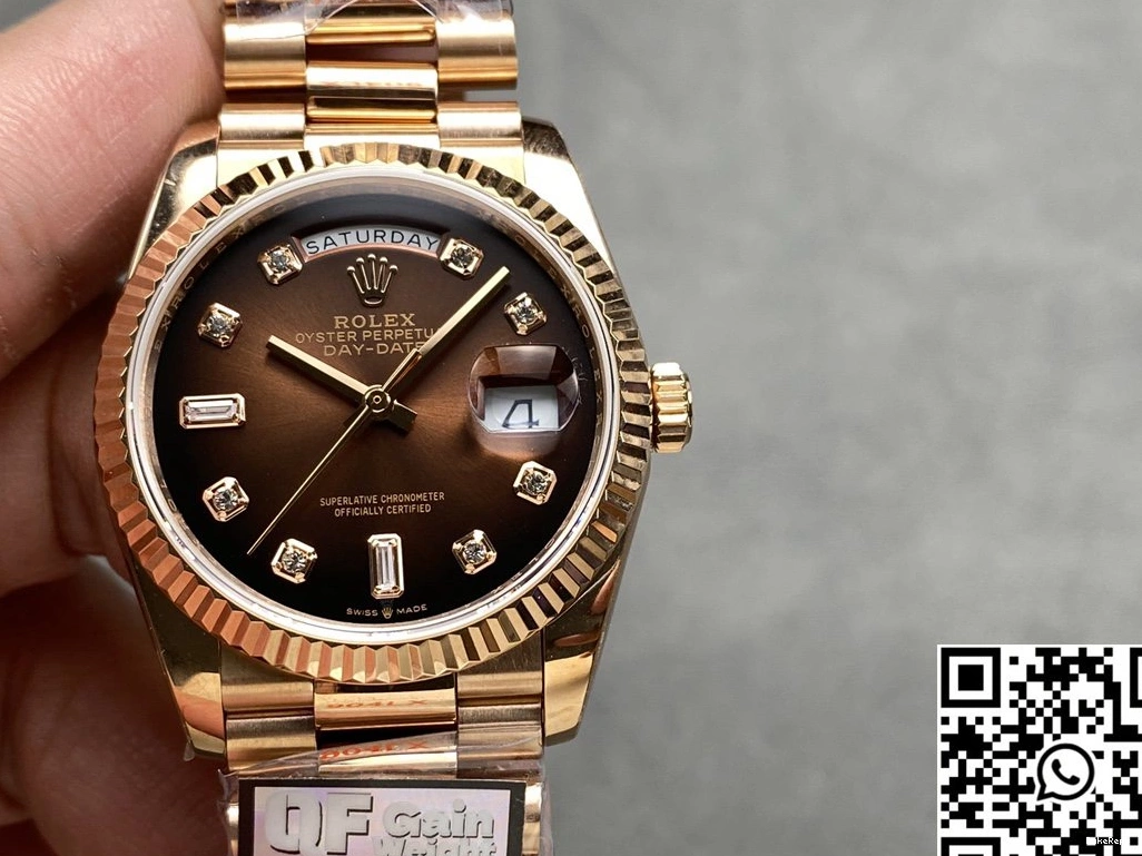 36mm QF Tungsten Steel Rolex M128235-0037 Date v5 Day Chocalate Dial Factory 0728